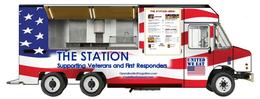 The Station Food Truck image with patriotic motif featuring the American Flag